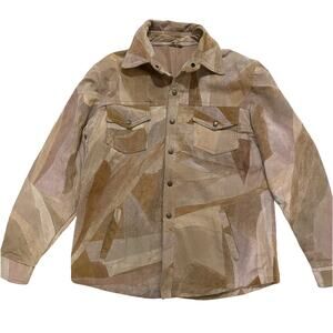 Patchwork Suede Jacket L | Genuine Leather, 70s Western Boho, Lined, Snap Front